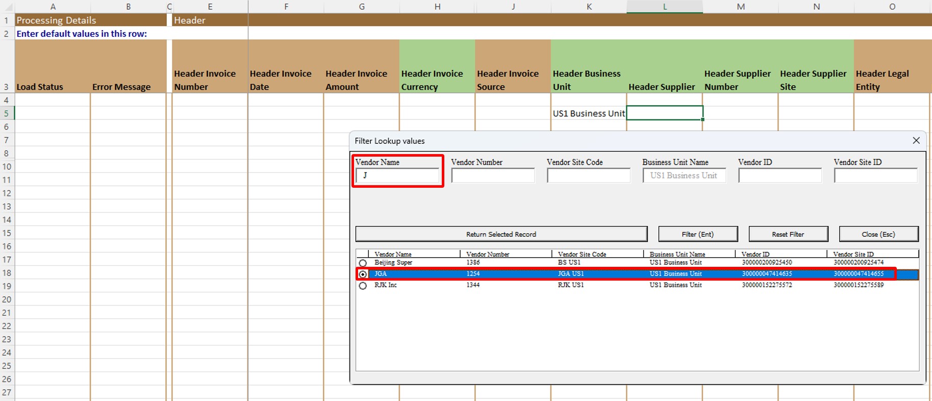 Lookup Values - Simplified Loader Excel for Oracle Fusion Cloud ERP